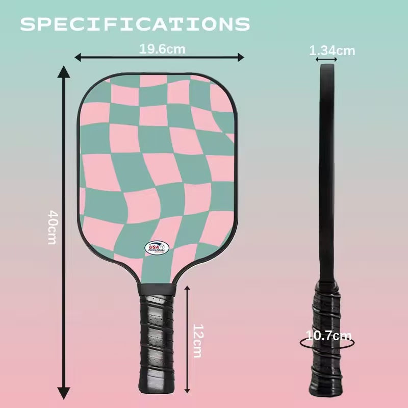 1 set Pink Bubble Gum Fiberglass Pickleball Paddle Premium Graphite Rackets Honeycomb Composite Core with Cushion Comfort Grip & 4 Balls & Portable Racquet Bag chinese manufacturer original factory OEM ODM｜Srebon Sports