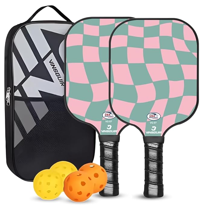 1 set Pink Bubble Gum Fiberglass Pickleball Paddle Premium Graphite Rackets Honeycomb Composite Core with Cushion Comfort Grip & 4 Balls & Portable Racquet Bag chinese manufacturer original factory OEM ODM｜Srebon Sports